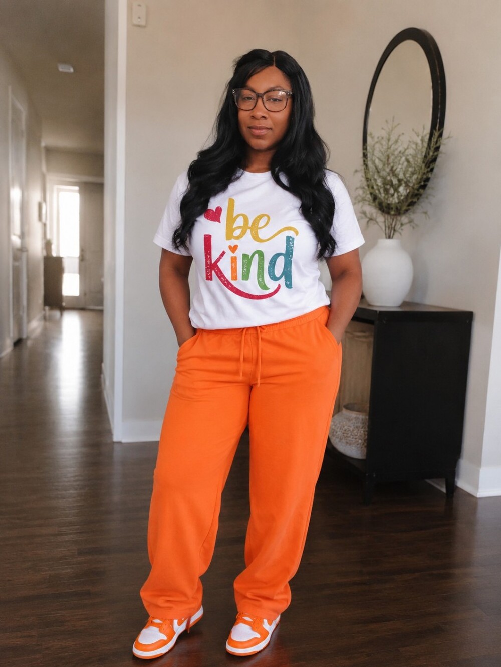Be Kind Rainbow Graphic  T-Shirt - White